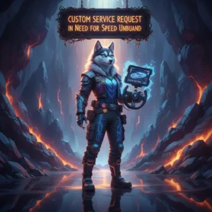 Fantasy game-inspired artwork featuring an anthropomorphic Husky in a themed outfit, representing custom service requests and objectives.