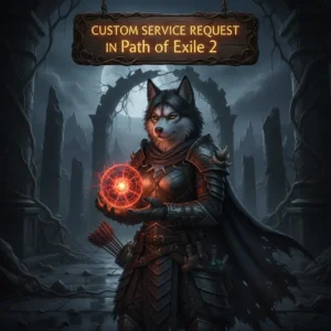 Fantasy game-inspired artwork featuring an anthropomorphic husky character in a themed outfit, related to Path of Exile 2 content.