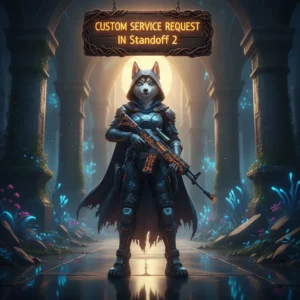 Fantasy game-inspired artwork featuring an anthropomorphic husky character in an armored outfit, representing a custom service request.
