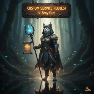 Fantasy artwork of an anthropomorphic husky character in a themed outfit, representing custom service requests and objectives.