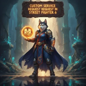An anthropomorphic Husky in fantasy attire, inspired by a custom service request theme in a game setting.