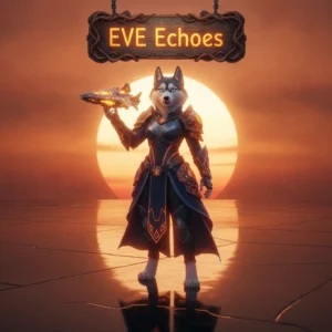 Artwork featuring an anthropomorphic Husky in a futuristic suit, set against a background related to EVE Echoes content.