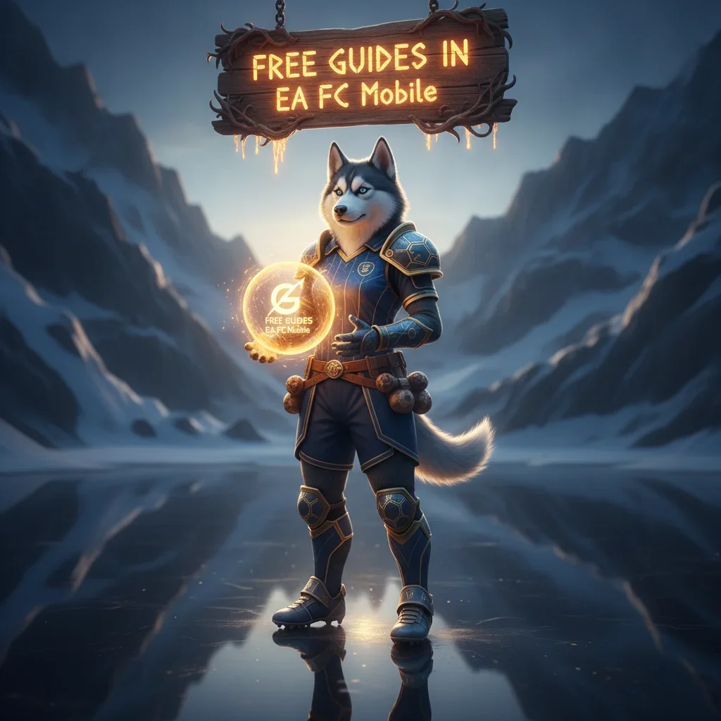 An anthropomorphic Husky character in fantasy attire, inspired by EA FC Mobile content and guide-related objectives.