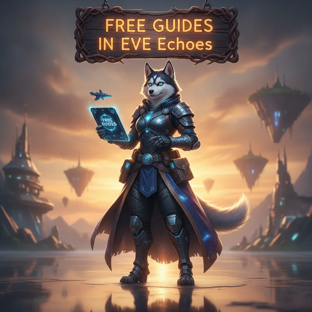 Fantasy artwork of an anthropomorphic husky in a sci-fi setting, representing EVE Echoes game content.