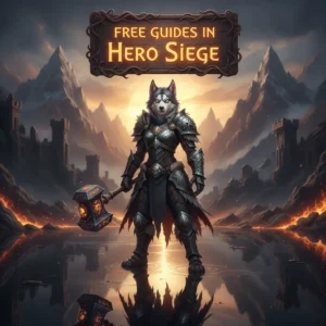 An anthropomorphic Husky character in fantasy armor, standing in a game-inspired environment, representing content related to free guides for Hero Siege.