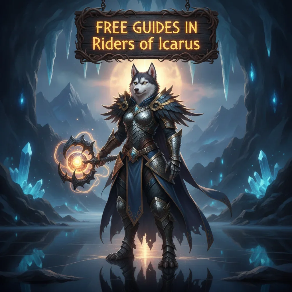 Fantasy artwork of an anthropomorphic husky character, evoking the theme of free game guides and valuable content.