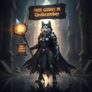 Fantasy artwork featuring an anthropomorphic Husky in an Undecember-inspired setting, related to free guides content.