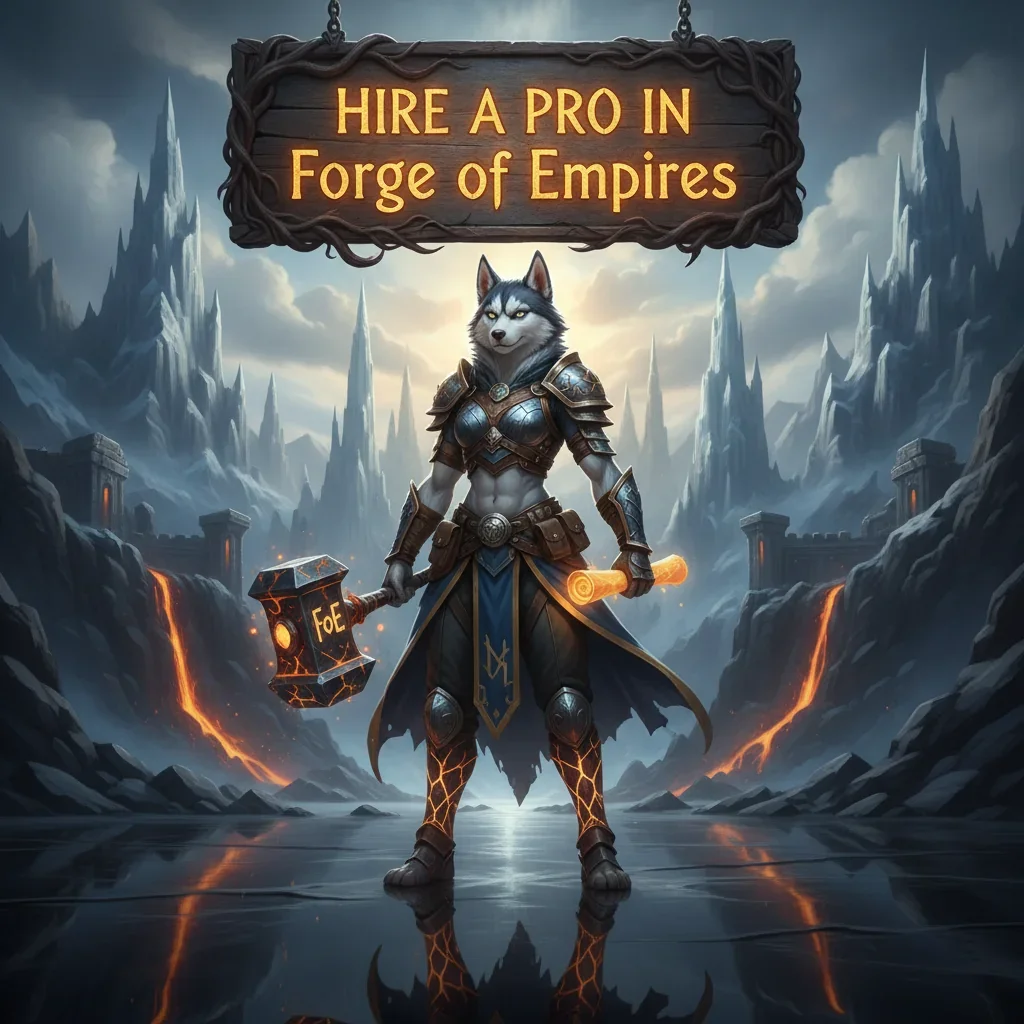 Anthropomorphic Husky in medieval-fantasy attire, representing strategic planning and guild management in a game.