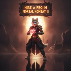 Fantasy artwork of an anthropomorphic husky character in armor, themed around competitive fighting game objectives.