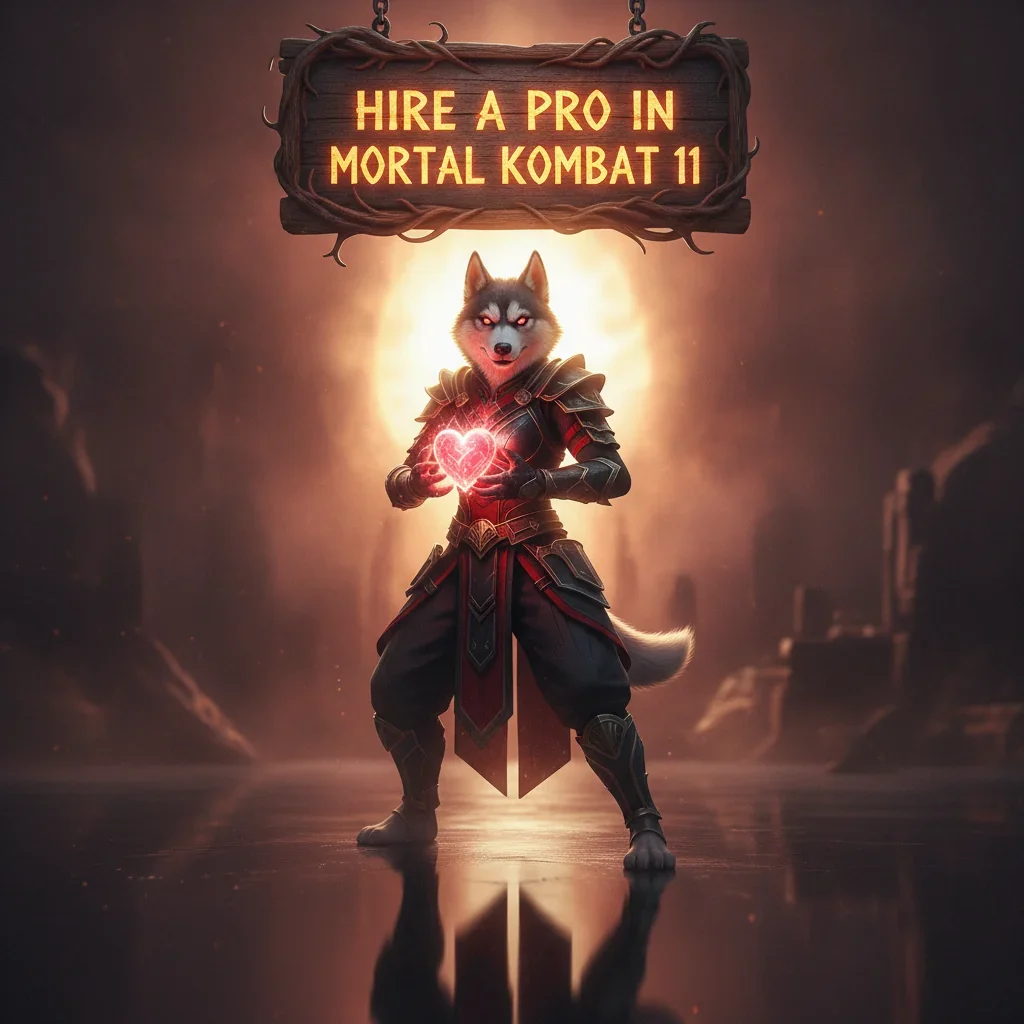 Fantasy artwork of an anthropomorphic husky character in armor, themed around competitive fighting game objectives.