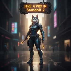 Fantasy game-inspired artwork featuring an anthropomorphic husky character, themed around achieving objectives in Standoff 2.