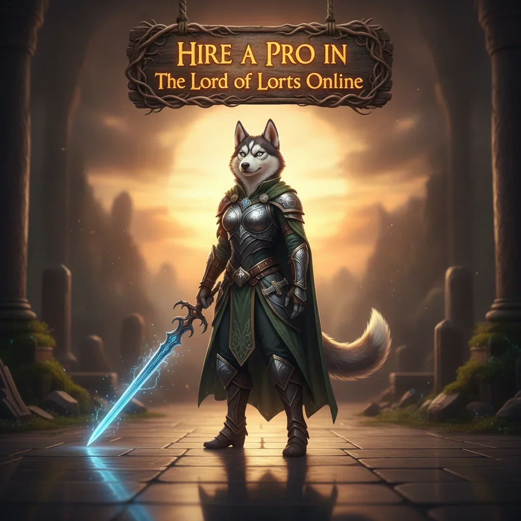 Fantasy artwork featuring an anthropomorphic Husky character in a medieval-inspired outfit, set in a mystical forest environment, representing The Lord of the Rings Online content.