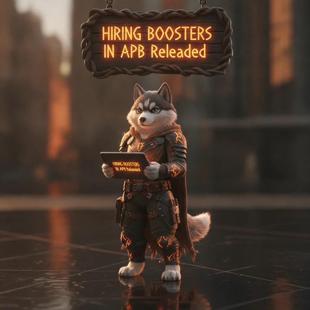 Fantasy game-inspired artwork featuring an anthropomorphic husky, representing APB Reloaded game content and objectives.
