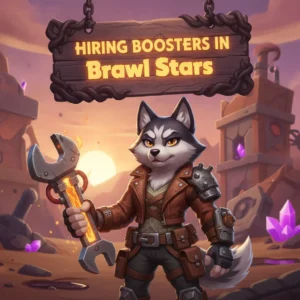 Fantasy artwork featuring an anthropomorphic husky character in a themed outfit, related to Brawl Stars content and objectives.
