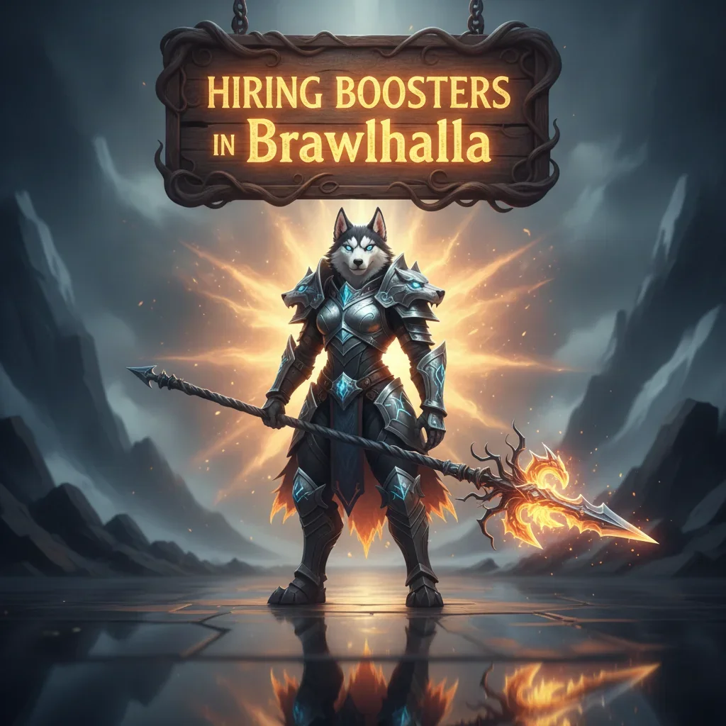 Fantasy artwork of an anthropomorphic husky character related to Brawlhalla game content and objectives.