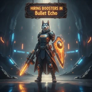 Fantasy game-inspired artwork featuring an anthropomorphic husky character in a themed outfit, related to hiring boosters.