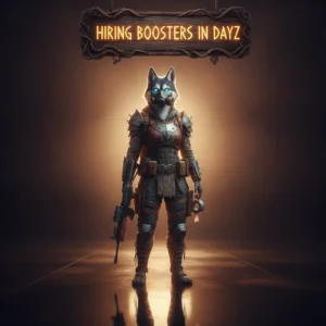 A fantasy game-inspired image featuring an anthropomorphic Husky character, themed around DayZ progression and related content.