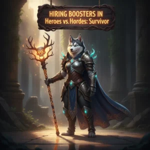 Fantasy game-inspired artwork featuring an anthropomorphic Husky character in a dynamic pose, set against a magical, glowing background, representing game service.