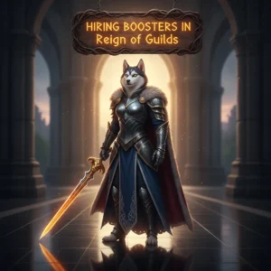 Fantasy artwork of an anthropomorphic husky mage, themed around in-game guild content and objectives in Reign of Guilds.