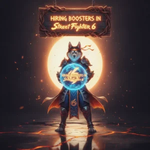 Fantasy artwork featuring an anthropomorphic Husky character, themed around Street Fighter 6 content and objectives.