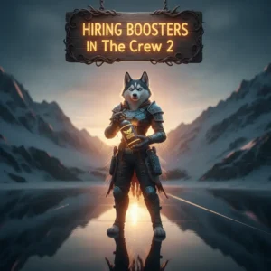 Fantasy artwork featuring an anthropomorphic Husky character, themed around vehicle performance enhancement in a racing game setting.