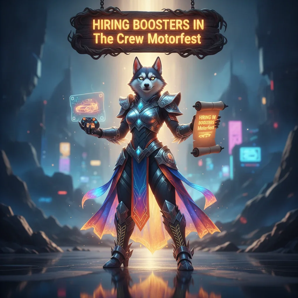 A fantasy game-inspired artwork featuring an anthropomorphic husky character in a themed outfit, representing progression and objectives in The Crew Motorfest.