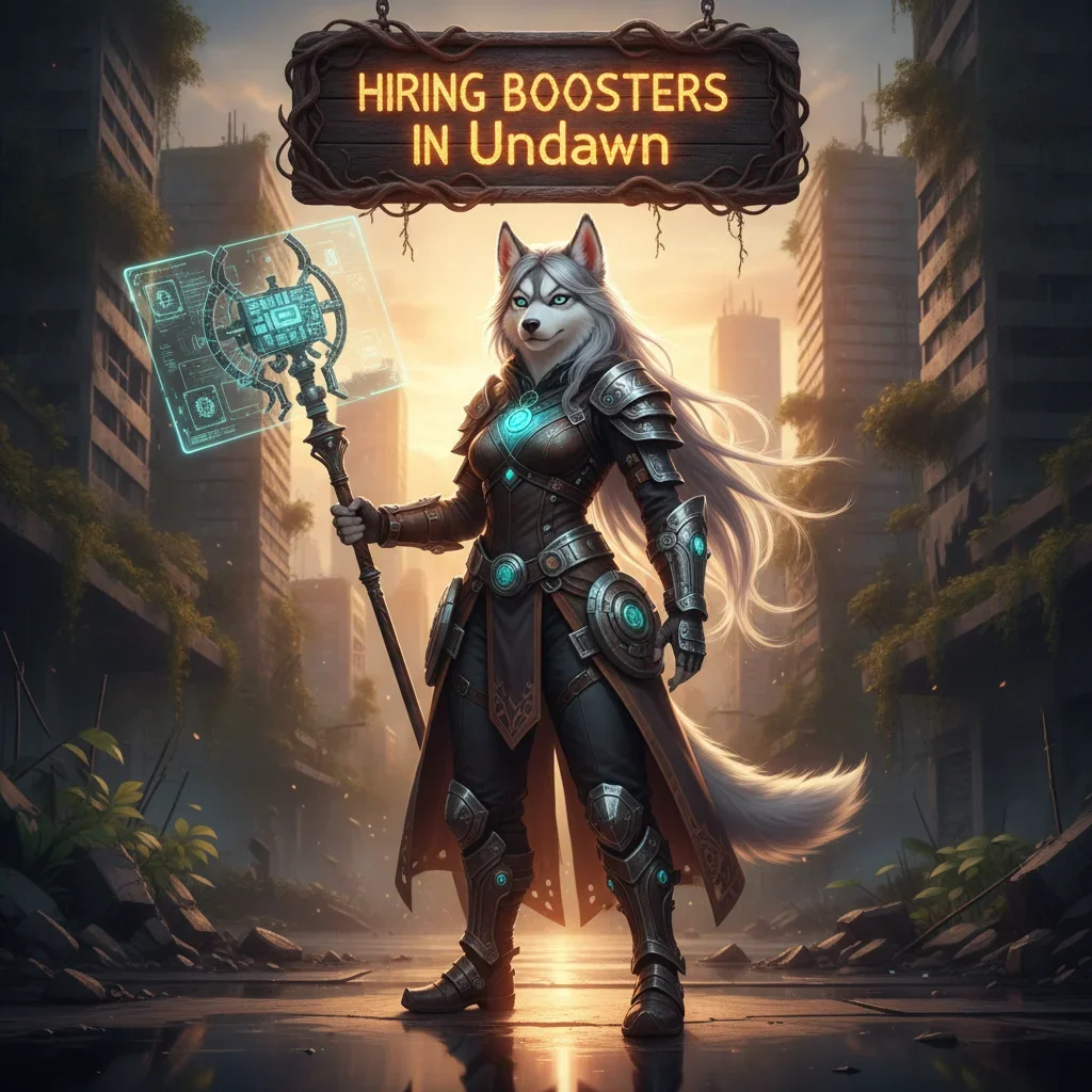 Fantasy artwork of an anthropomorphic Husky in armor, themed around Undawn game content and challenge objectives.