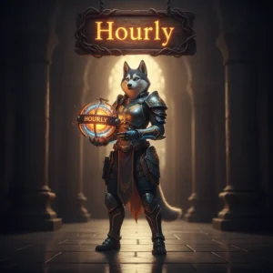 An anthropomorphic husky character in detailed fantasy attire stands in a mystical, game-inspired environment, representing accelerated game content progression.
