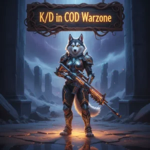 An anthropomorphic husky character wearing fantasy armor, poised in a mystical arena. This artwork is inspired by combat performance enhancement objectives and victory ratio improvement.