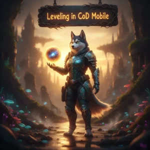 Vibrant fantasy artwork featuring an anthropomorphic husky in intricate themed attire, representing game account leveling and character progression content within a mystical setting.