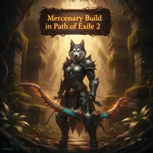 Fantasy artwork of an anthropomorphic Husky character in detailed mercenary armor, representing character build enhancement and optimization content in Path of Exile 2.
