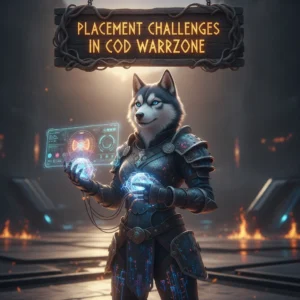 An anthropomorphic Husky character in fantasy armor, standing in a game-inspired environment, representing content related to placement challenges and competitive ranking objectives.