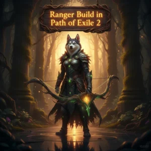 Fantasy game artwork featuring an anthropomorphic husky character in an armored ranger outfit, representing Path of Exile 2 build specialization content.