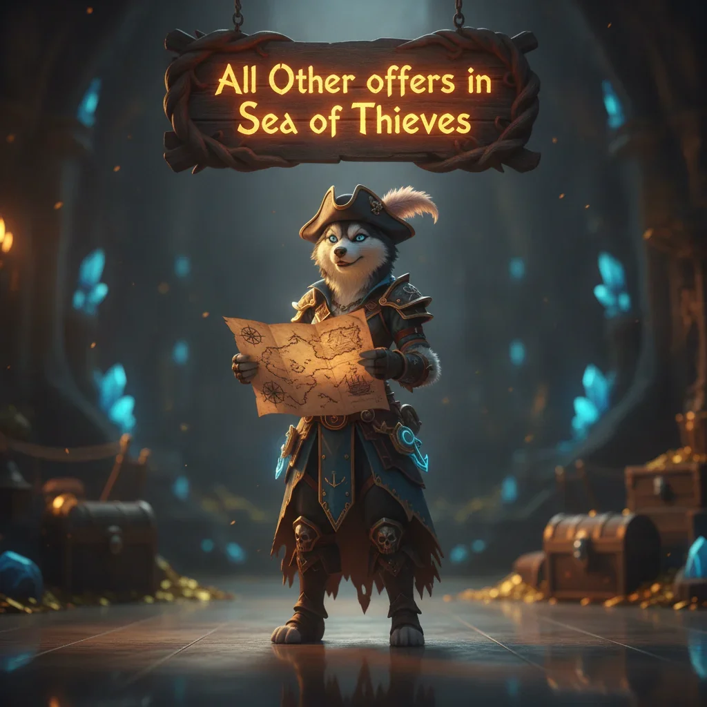 Artwork featuring an anthropomorphic Husky character in a pirate-themed fantasy setting, inspired by Sea of Thieves content.