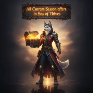 Artwork featuring an anthropomorphic husky character in a pirate-themed outfit, inspired by Sea of Thieves seasonal content.