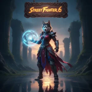 Fantasy artwork of an anthropomorphic husky character in a themed outfit, representing Street Fighter 6 objectives.