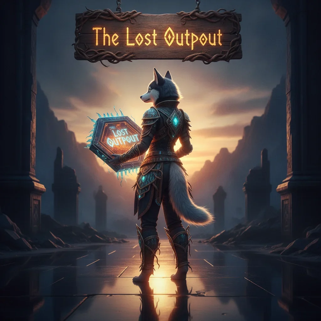 Fantasy artwork of an anthropomorphic Husky in a themed outfit, within a desolate futuristic outpost, representing CoD Black Ops 7 Lost Outpost Boost content.