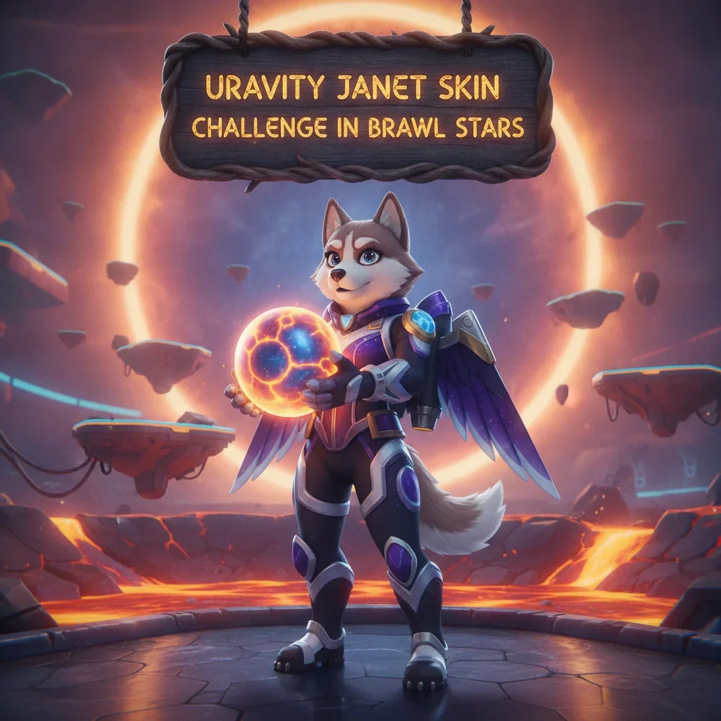Fantasy game-inspired artwork featuring an anthropomorphic husky character in a themed outfit, representing Uravity Janet Skin Challenge content and related objectives.