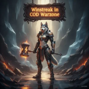 Anthropomorphic Husky character wearing detailed fantasy armor, positioned in a mystical, game-inspired environment, representing the theme of winstreak achievements and boosted performance.
