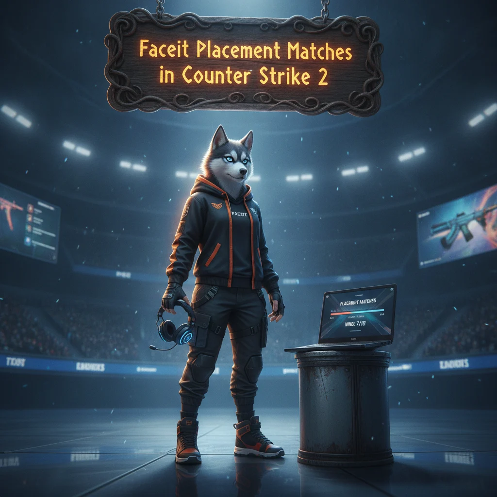 Promotional image for Faceit Placement Matches Boost in Counter Strike 2, highlighting the placement match boosting service for CS2 players.