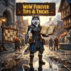 Square promotional image for 10 Tips and Tricks in WoW Forever, highlighting the product title and its tips and tricks focus.