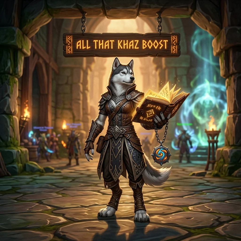 Promotional image for All That Khaz Boost, representing the named boost service