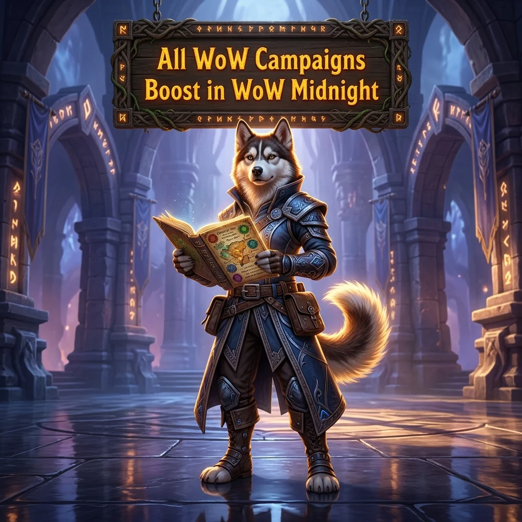 Promotional image for All WoW Campaigns Boost in WoW Midnight, a service focused on boosting WoW campaign progress.
