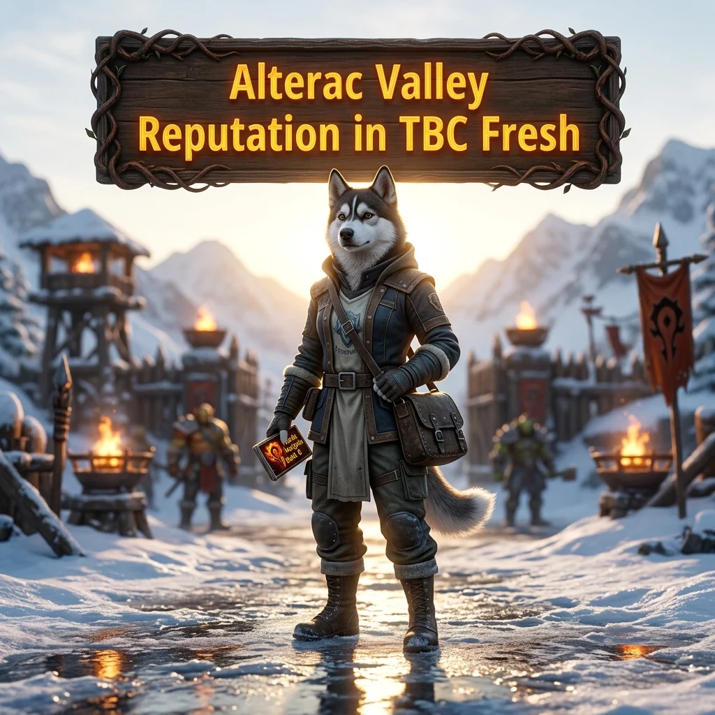 Promotional image for Alterac Valley Reputation Boost in WoW TBC Classic Anniversary, showing the service focused on Alterac Valley reputation progression.