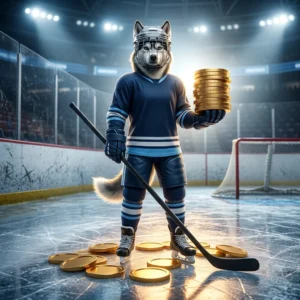 Ilustrație promoțională asociată produsului Amplificare monede NHL, fără text lizibil sau semne distinctive.