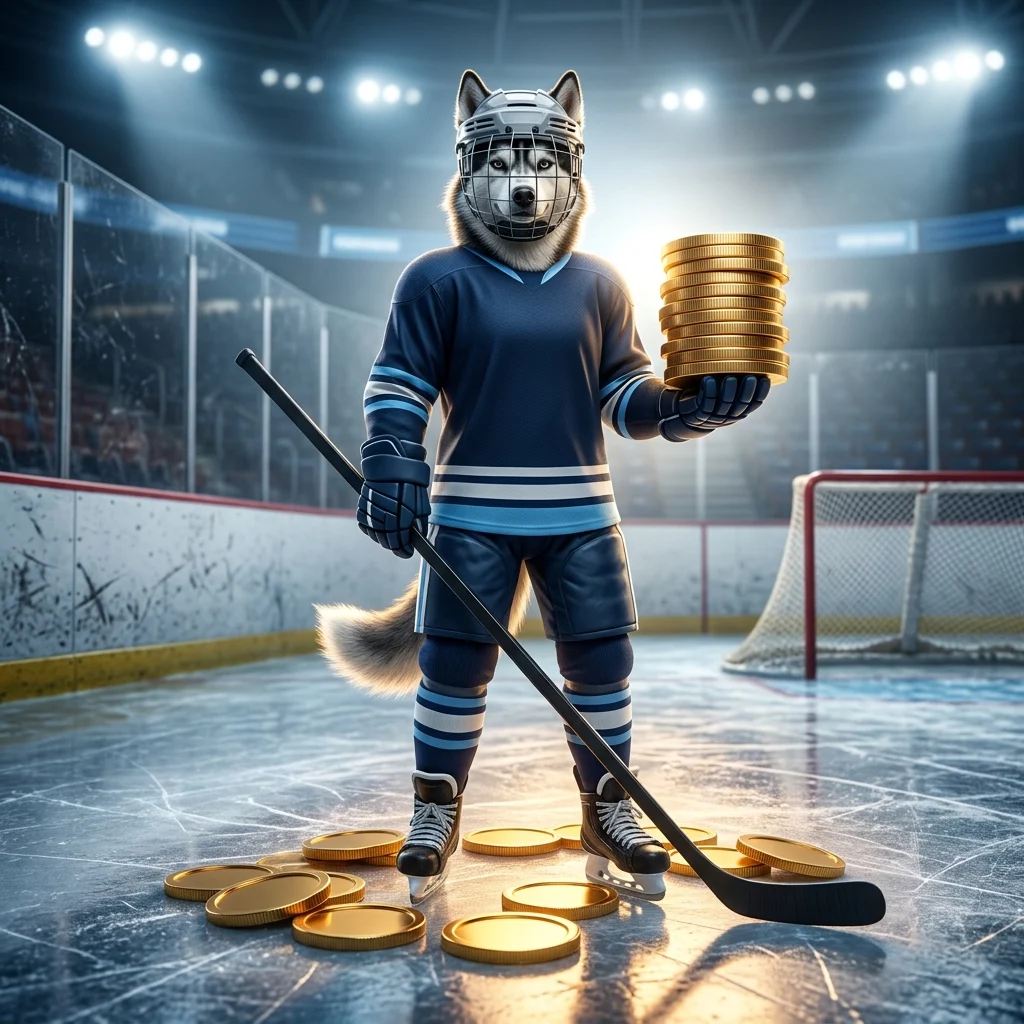 Ilustrație promoțională asociată produsului Amplificare monede NHL, fără text lizibil sau semne distinctive.