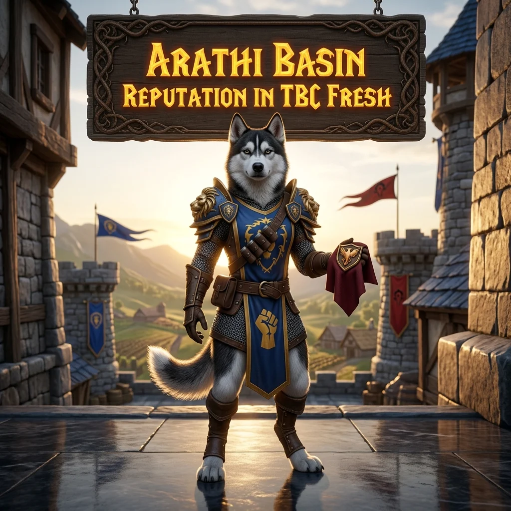 Promotional image for Arathi Basin Reputation Boost in WoW TBC Classic Anniversary, focused on the battleground reputation service