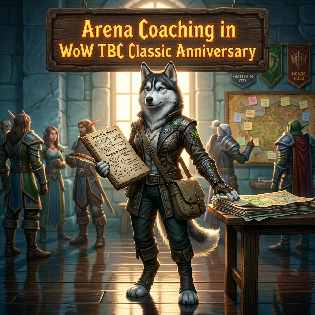 Promotional image for Arena Coaching in WoW TBC Classic Anniversary, showing the service for World of Warcraft TBC Classic Anniversary players.