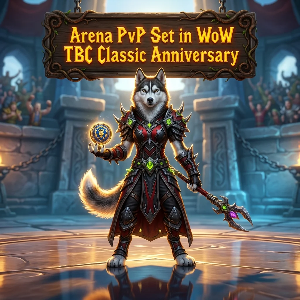 Promotional image for Arena PvP Set Boost in WoW TBC Classic Anniversary, showing the service theme for World of Warcraft TBC Classic anniversary players.