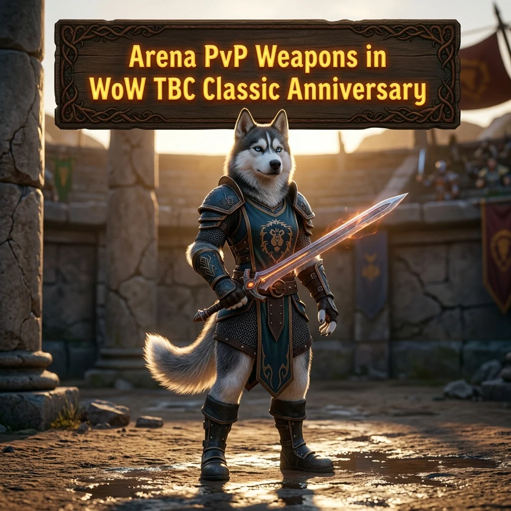 Promotional image for Arena PvP Weapons Boost in WoW TBC Classic Anniversary, focused on the arena PvP weapon service for WoW TBC Classic Anniversary.